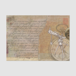 Victorian Inspired Telescope Clock and Script Tissue Paper