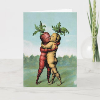 Victorian Kissing Carrots Valentine's Day Card