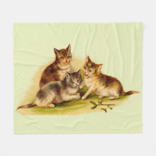 Victorian kittens fleece blanket