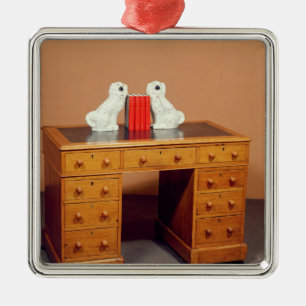 Victorian kneehole desk and a pair of dogs metal tree decoration