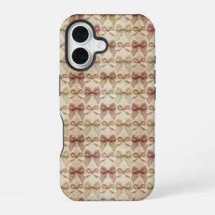 Victorian Lace Bows Pink Coquette Pattern iPhone 16 Case