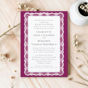 Victorian Lace Plum Wedding Invitation