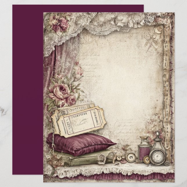 Victorian & Lace Scrapbook Paper  (Front/Back)