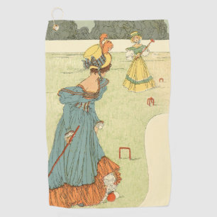 Victorian Ladies Croquet Vintage Garden Party Golf Towel