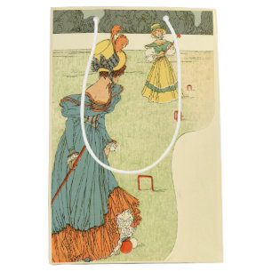 Victorian Ladies Croquet Vintage Garden Party Medium Gift Bag