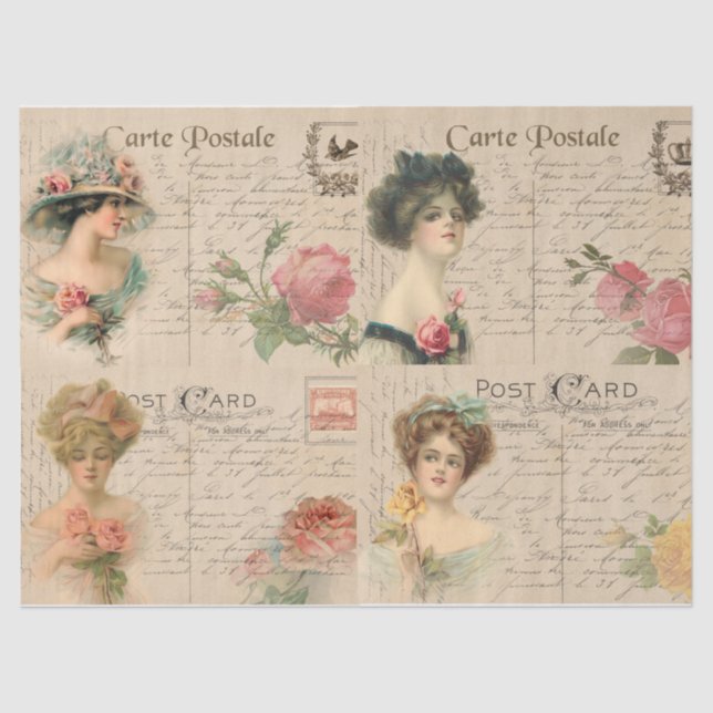 Victorian Ladies Fashion Decoupage Crafts/Wrapping Tissue Paper (Front)