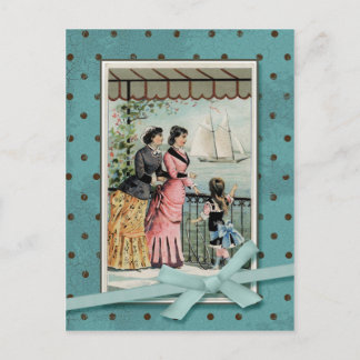 Victorian Ladies & Girl Vintage Reproduction Postcard