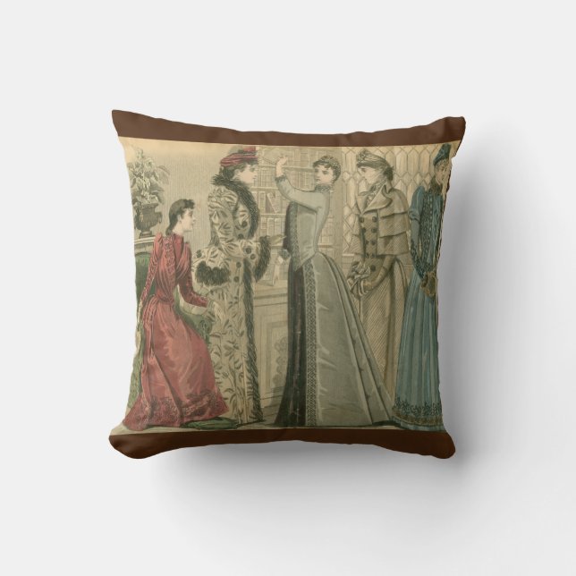Victorian ladies in library cushion (Front)