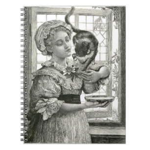 Victorian Lady and Cat Spiral Notebook