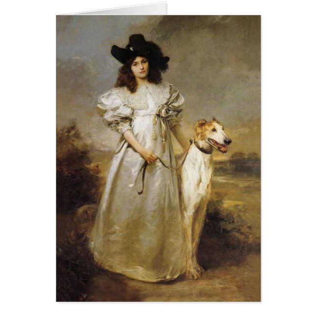Victorian Lady Borzoi Card (Front)