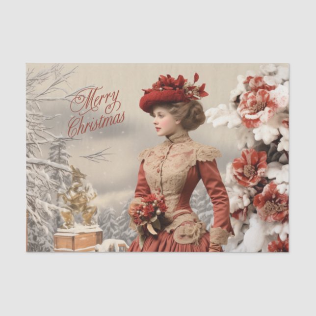 Victorian Lady Christmas  Tissue Paper (Front)