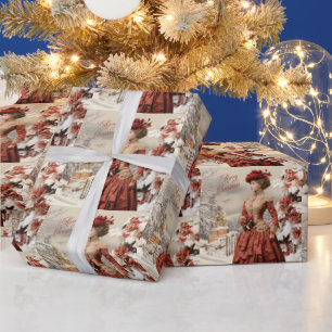 Victorian Lady Christmas  Wrapping Paper
