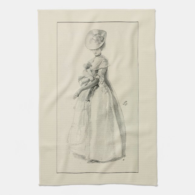 Victorian Lady Fashion Tea Towel (Vertical)