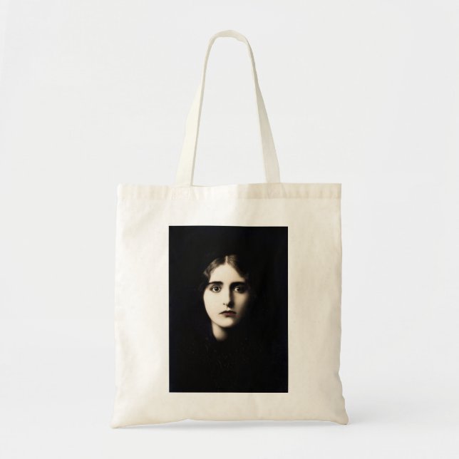 victorian lady haunting, stare, stark tote bag (Front)
