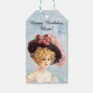 Victorian Lady in Feathered Hat Gift Tag