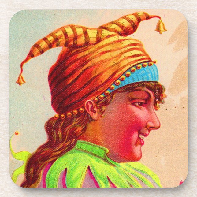 Victorian lady jester coaster (Front)
