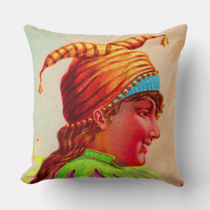 Victorian lady jester print cushion