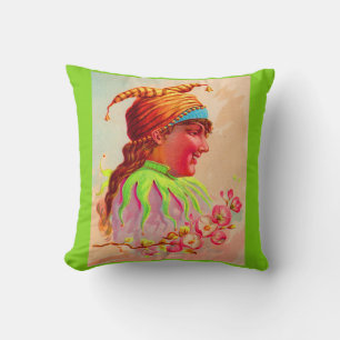 Victorian lady jester print cushion