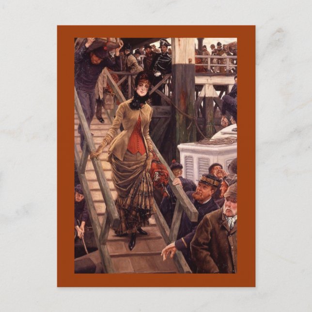 Victorian Lady Leave the Ship Postcard (Front)