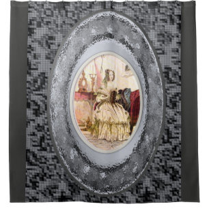 victorian lady mirror grey showercurtain hermother shower curtain