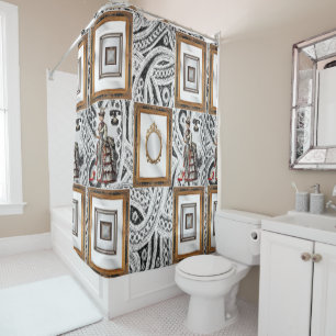 Victorian lady mirror shower curtain