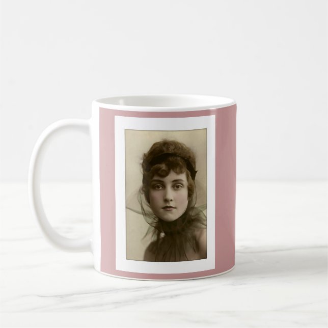 victorian lady net high collar coffee mug (Left)