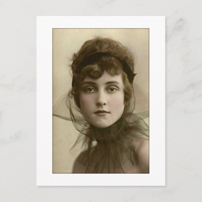 victorian lady net high collar postcard (Front)