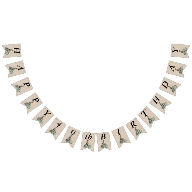 Victorian Lady on Bicycle Bulldog Birthday Tan Bunting (All)