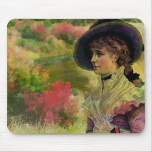 Victorian Lady Painting Mouse Pad