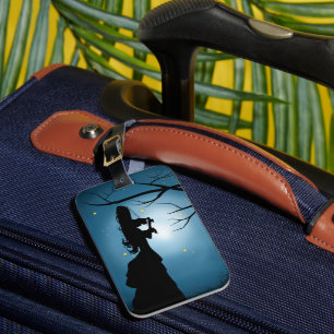 Victorian lady playing a violin luggage tag