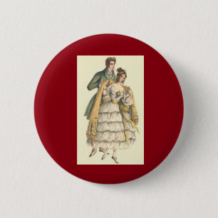 Victorian Lady Vintage Christmas Pin Button Badge