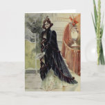 Victorian Lady –Vintage French Fashion–Black Dress Holiday Card<br><div class="desc">Beautiful vintage fashion art. Perfect for any Victorian art fan.</div>