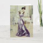Victorian Lady-Vintage French Fashion-Violet Dress Holiday Card<br><div class="desc">Beautiful vintage fashion art. Perfect for any Victorian art fan.</div>