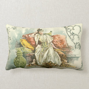 Victorian lady with book, from an 1891 magazine lumbar cushion