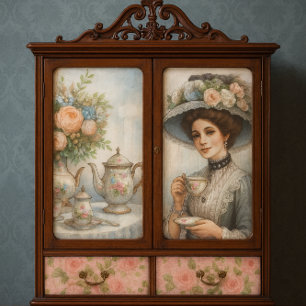 Victorian Lady with Floral Hat Tea Party  Tissue Paper