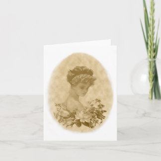 Victorian lady with Flowers Note Card