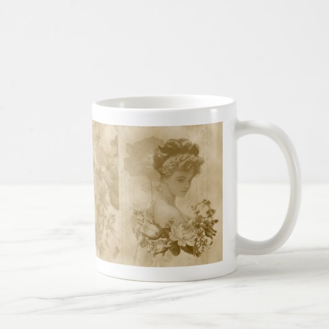 Victorian Lady with Roses Coffee Mug (Right)