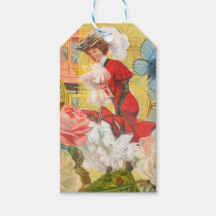 Victorian Lady Woman Elegant Rich Red Illustration Gift Tags