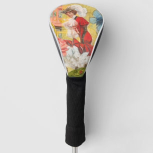 Victorian Lady Woman Elegant Rich Red Illustration Golf Head Cover