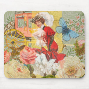 Victorian Lady Woman Elegant Rich Red Illustration Mouse Pad