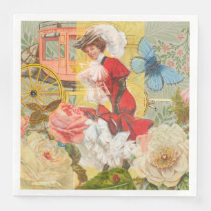 Victorian Lady Woman Elegant Rich Red Illustration Napkin