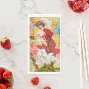 Victorian Lady Woman Elegant Rich Red Illustration Napkin