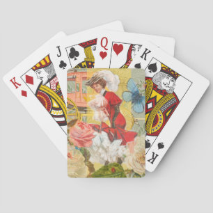 Victorian Lady Woman Elegant Rich Red Illustration Playing Cards