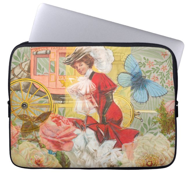 Victorian Lady Woman Fun Carriage Laptop Sleeve (Front)