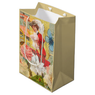 Victorian Lady Woman Fun Carriage Medium Gift Bag