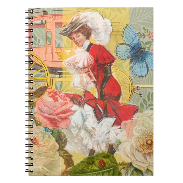 Victorian Lady Woman Fun Carriage Notebook (Front)
