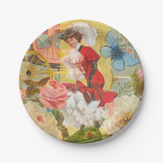 Victorian Lady Woman Fun Carriage Paper Plate (Front)