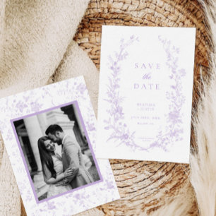 Victorian Lavender Floral Elegant Wedding Save The Date