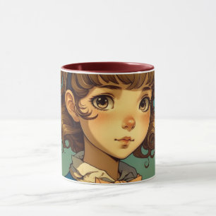 Victorian little girl in Anime style. Personalised Mug