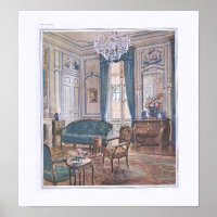 Victorian Living Room in Brown and Blue